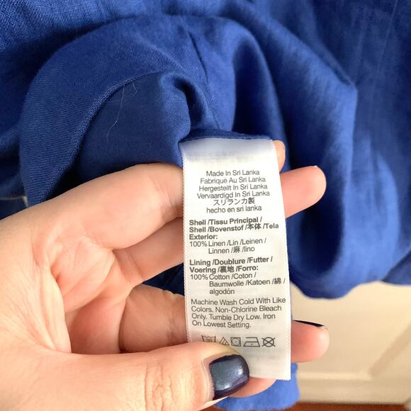 Madewell Double-Breasted Crossover Blazer in 100% Linen in Blue - Picture 12 of 13